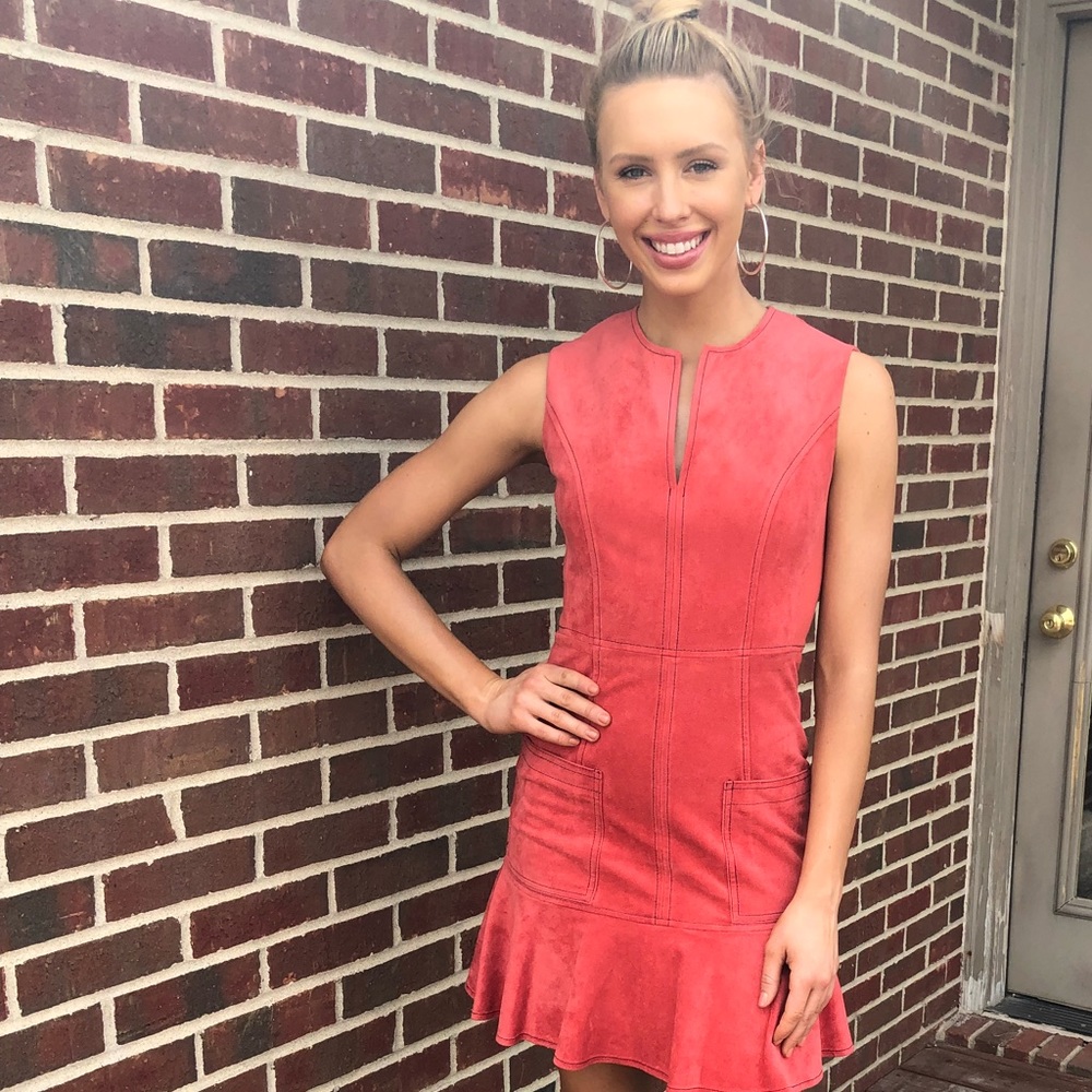 BCBG Suede Coral dress